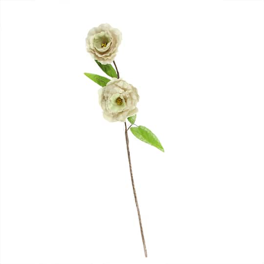 Gordon 32002807 40 in. Ivory Brown & Green Decorative Spring Floral Artificial Craft Spray